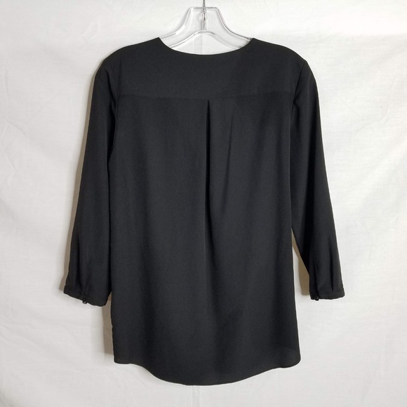 Armani Exchange Black Ruffle Blouse Crossover Sz S - Picture 5 of 6